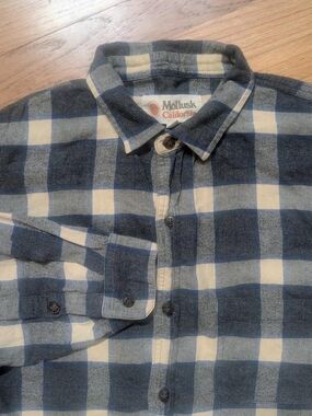 Mollusk California Blue Plaid Flannel Button-Up Shirt